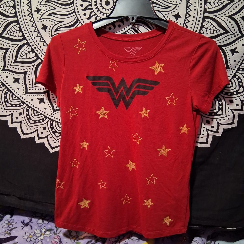 Kids Red Wonder Woman Star Tee